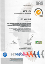 ISO9001 2015 Certificate ARFID 225